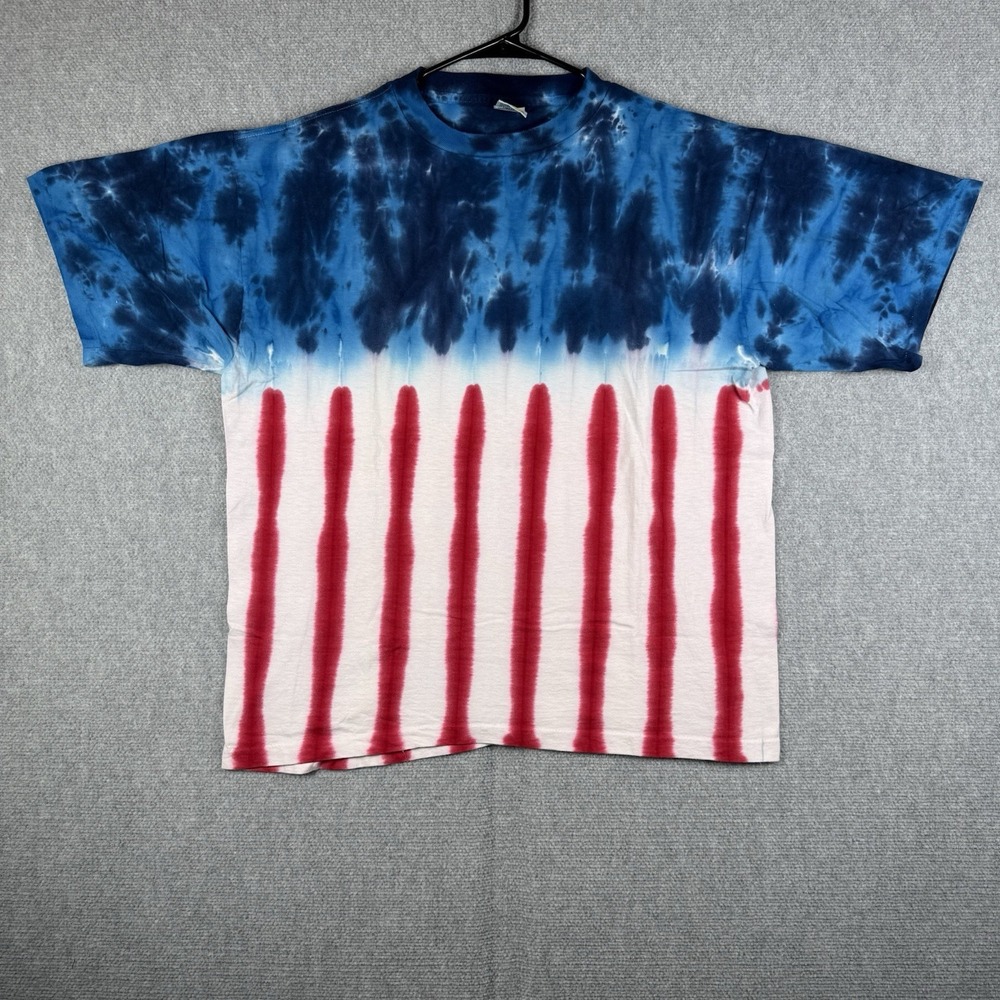 Sun Dog Shirt Mens XL Tie Dye Hand Dye USA Flag Tee Red White & Blue Vintage